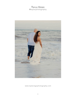 Couple portrait photography walking through the surf