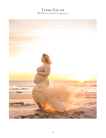 Maternity portrait photography on the beach at sunset