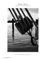 dock rope black and white photography