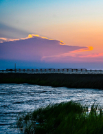 Marsh landscape photography at sunset