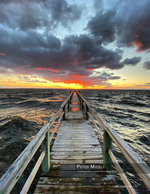 Sound-side pier architecture photography at sunset