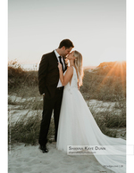 Wedding portrait photography in the dunes at sunset