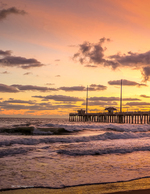 Fishing pier silhouette photography at sunset