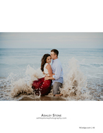Coastal engagement portrait photography in the waves