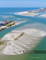 aerial photography of an inlet sandbar