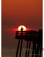 silhouette photography of an angler fishing into the sunset
