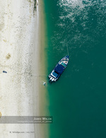 Boat aerial photography along the shoreline