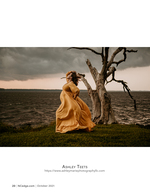Portrait photography by the sound in a windswept gown
