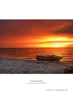 Inflatable raft landscape photography at sunset