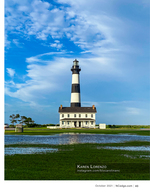 Bodie Island Lighthouse architecture photography reflected in a marsh pool