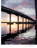 Bridge reflections at sunset, landscape photography