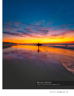 Surfer at sundown, coastal photography