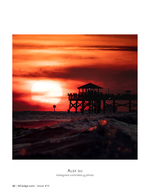 Crimson sunset at the pier, landscape photography