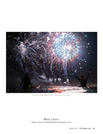 Surfers watching fireworks coastal photography