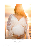 Maternity portrait photography in lace at golden hour