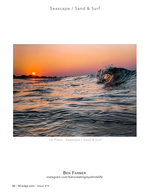 Curling wave seascape photography at sunset