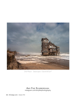 Storm-battered beach house seascape photography standing in the surf